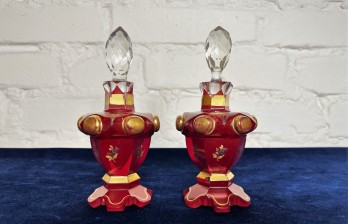 Флаконы Золотой рубин стекло русское императорский завод
